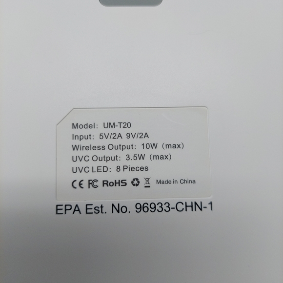 Cahot UV Light Sanitizer Portable Box Wireless Phone Charging Model UM-T20 - Picture 7 of 13